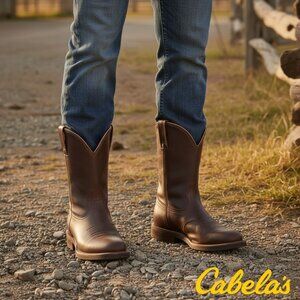 Cabela’s Men’s 11” Pinedale Brown Leather Pull Up Western Work Boots